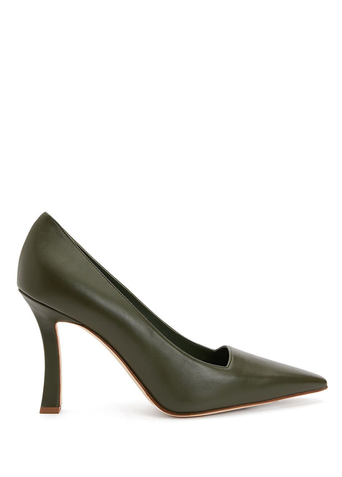 Manolo Blahnik Haki Deri Stiletto