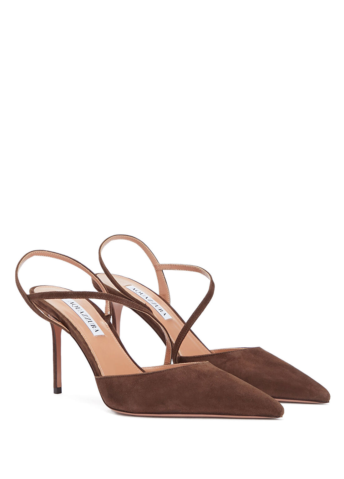 Aquazzura Dynasty Koyu Kahverengi Süet Topuklu Ayakkabı görsel 2