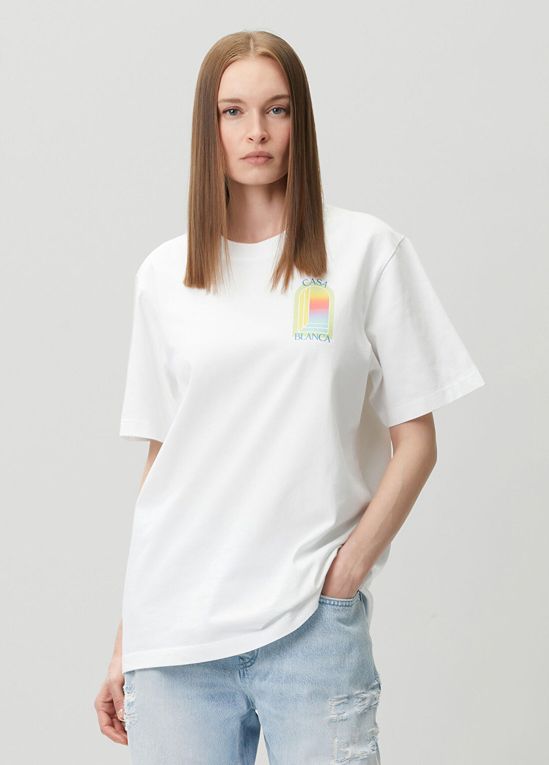 Casablanca Beyaz Logolu T-shirt