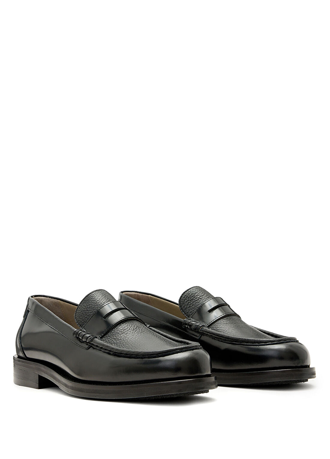 AllSaints Bloom Siyah Erkek Deri Loafer görsel 3