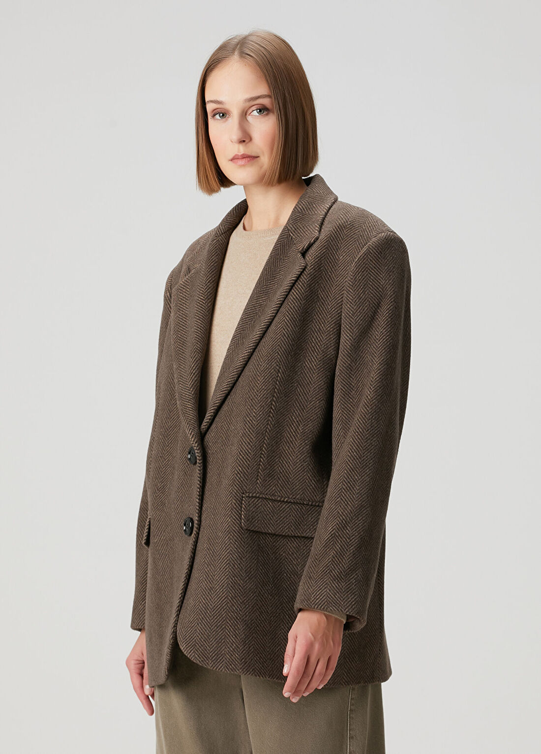 Amour et Naturel Kahverengi Yün Blazer
