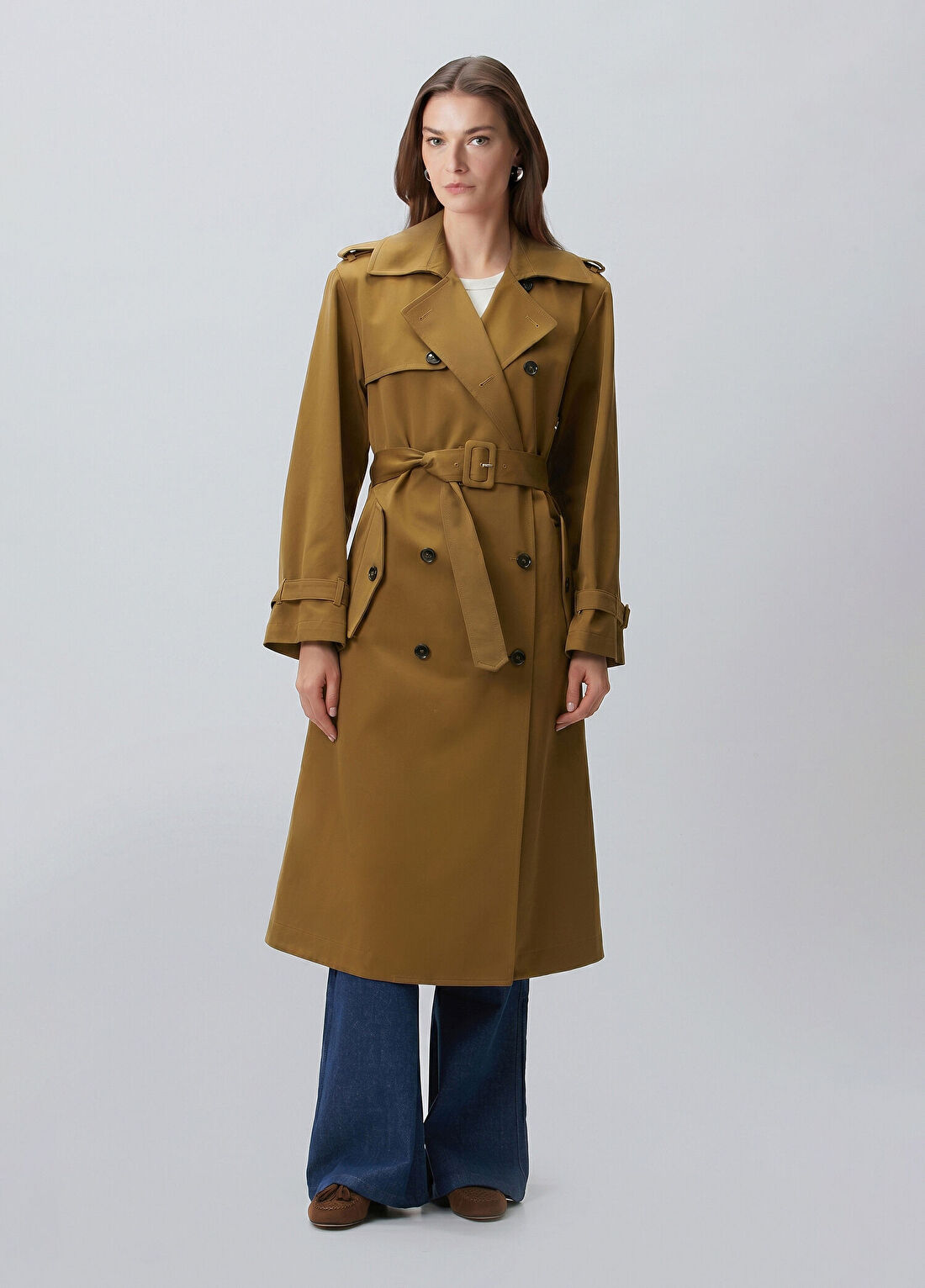 Beymen Collection Haki Rüzgarlık Detaylı Kruvaze Pardösü