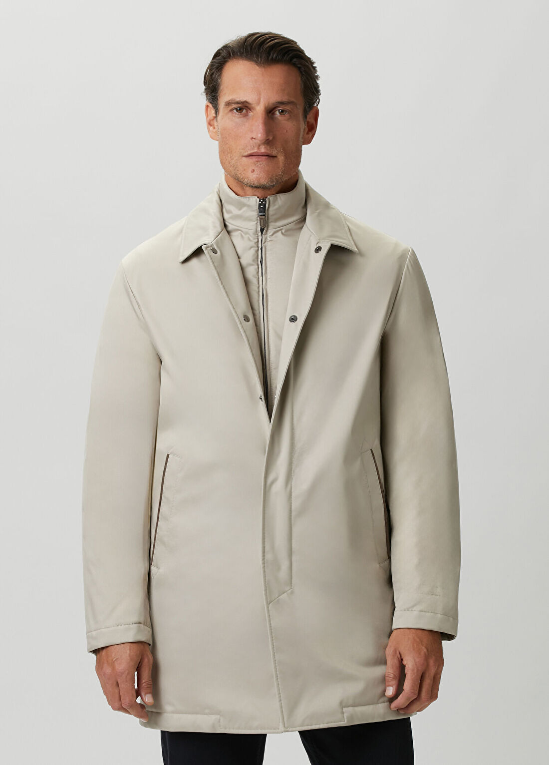 Canali Bej İç Yaka Detaylı Mont