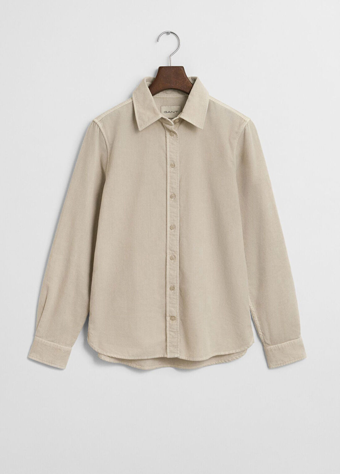 Gant Bej Bisiklet Yaka Regular Fit Uzun Kollu Kadın Gömlek