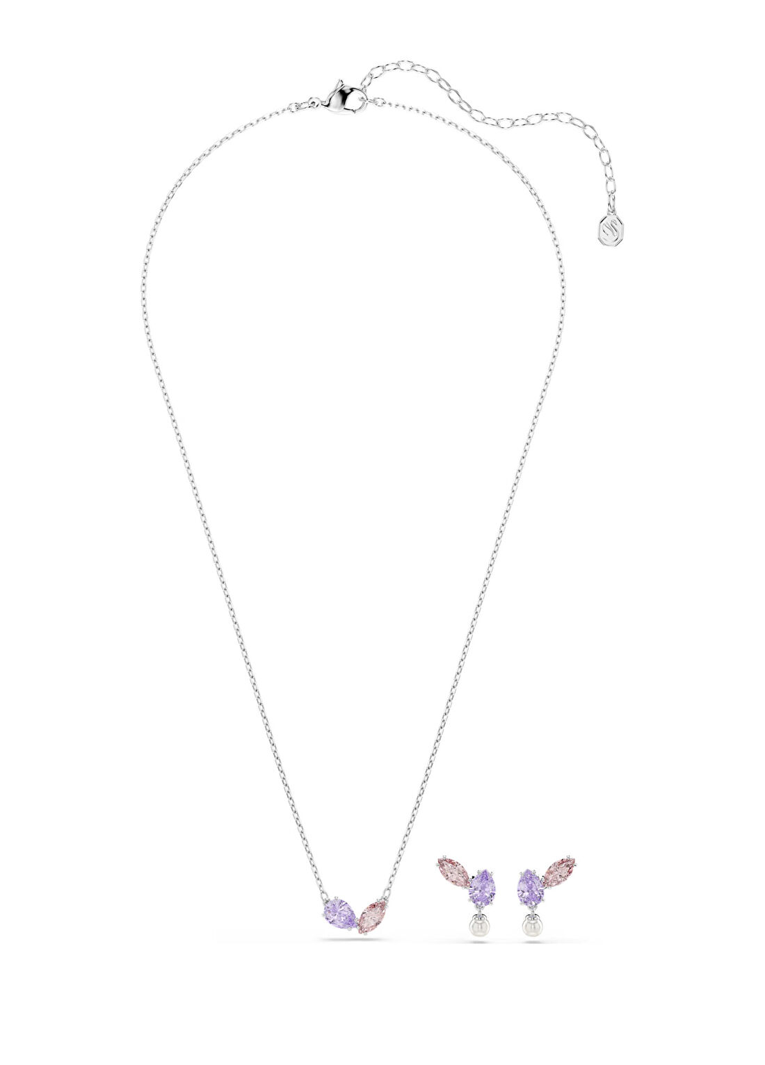 Swarovski Capsule Çok Renkli Mul Rhs Kadın Kolye ve Küpe Seti