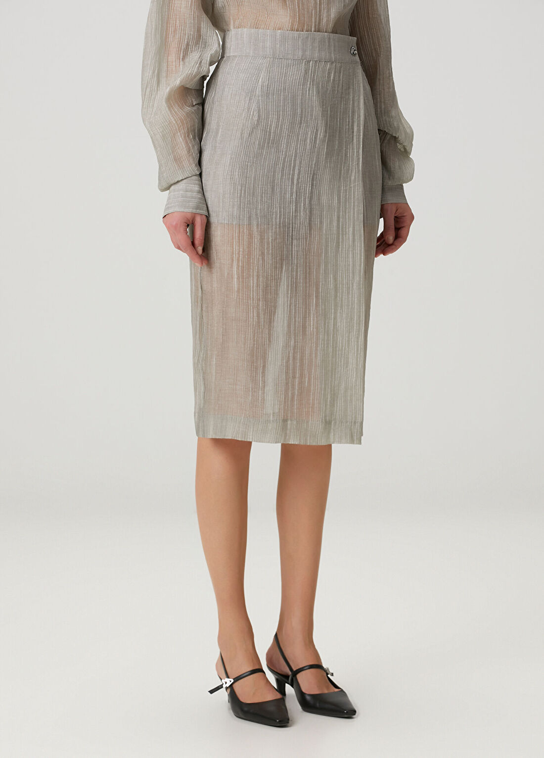 The Garment Delfi Gri Midi Etek görsel 3