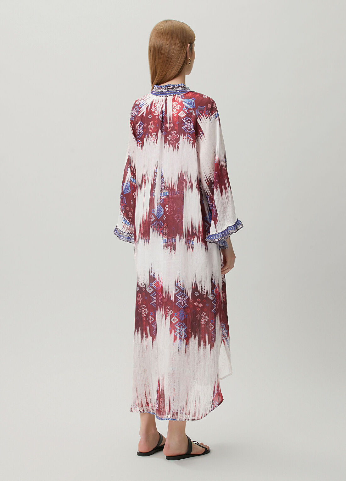 Devotion Freesia Bordo Beyaz Kaftan görsel 4