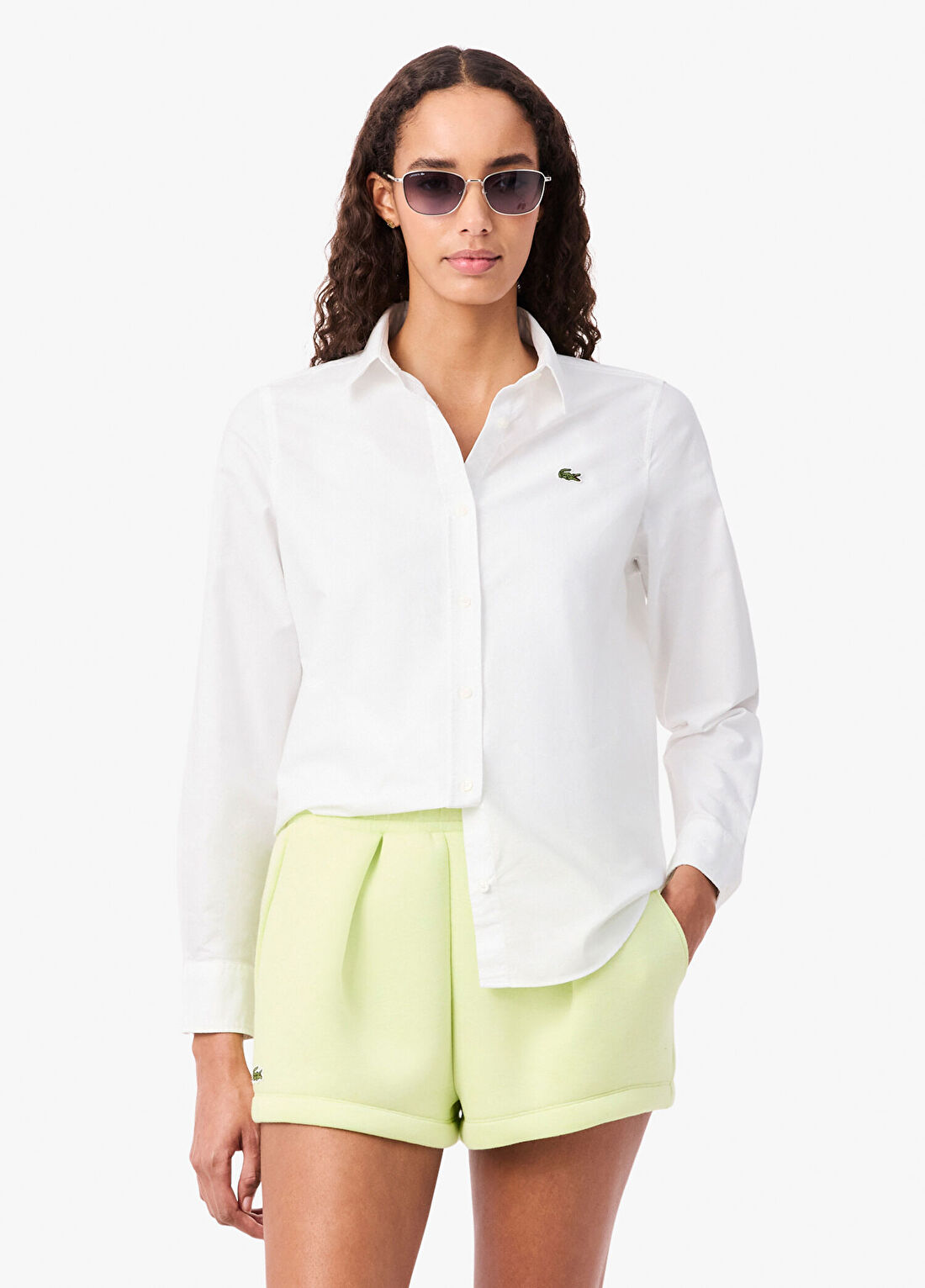Lacoste Beyaz Pamuklu Regular Fit Uzun Kollu Kadın Gömlek