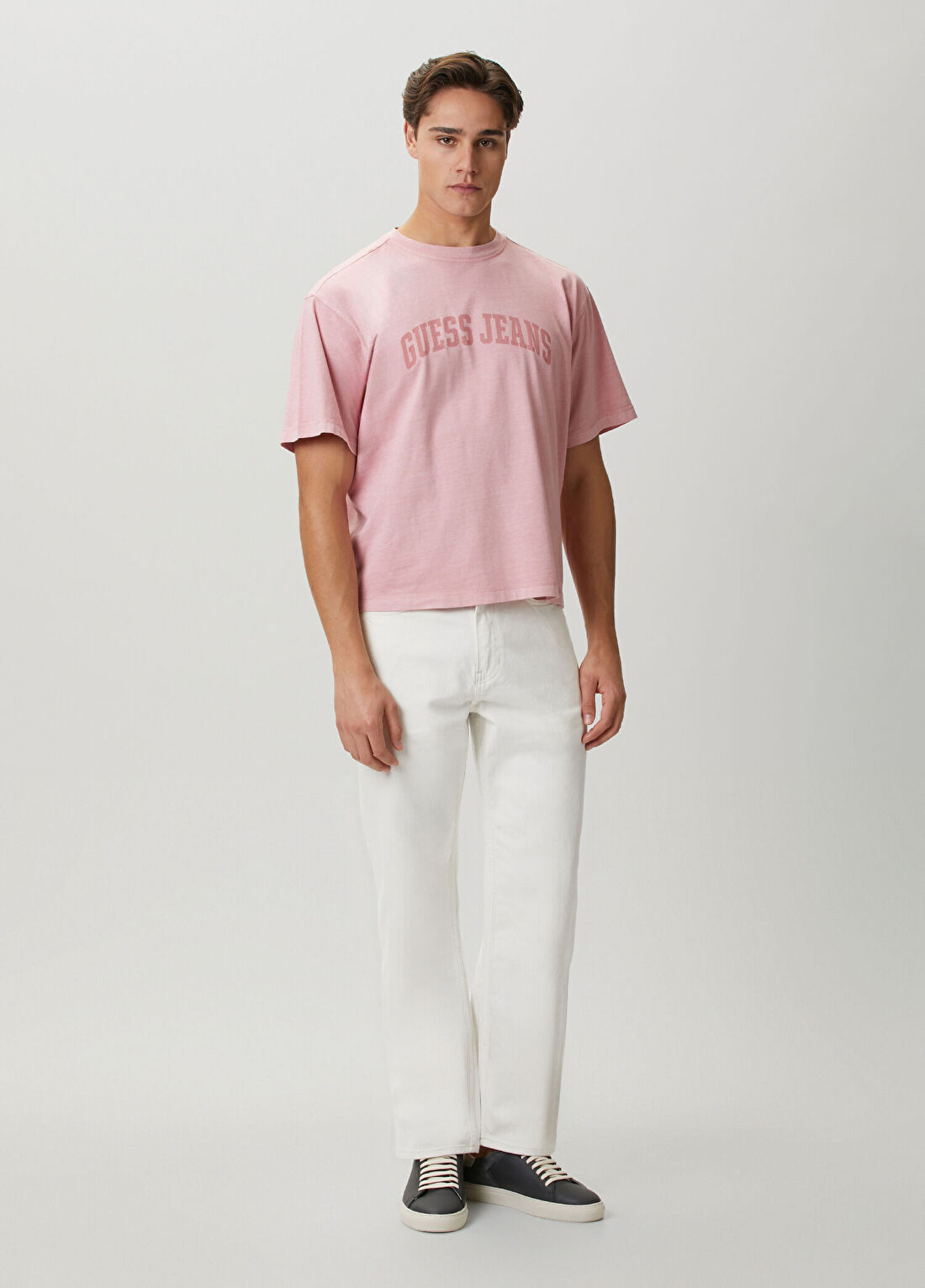 Guess Jeans Regular Fit Pembe T-shirt görsel 2