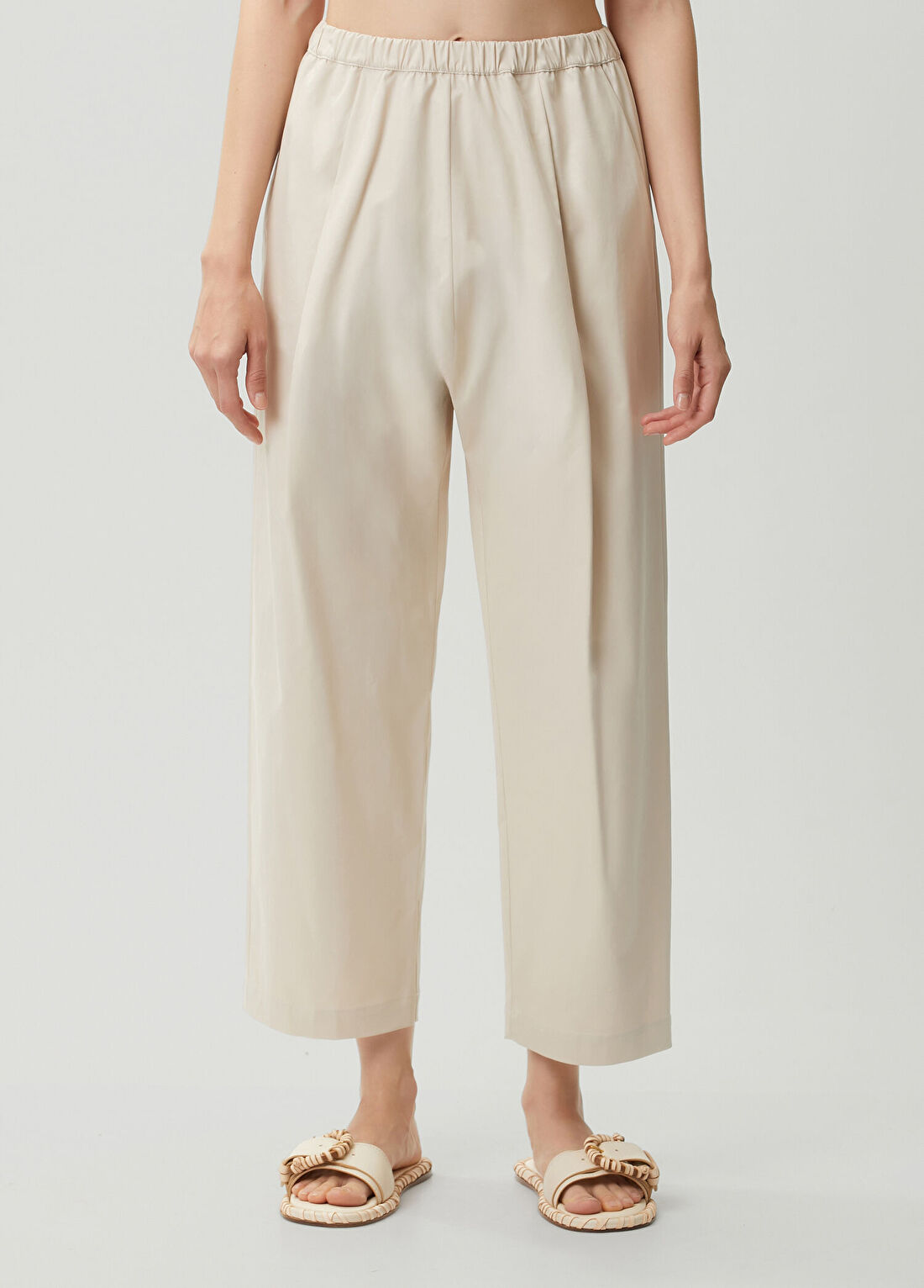 Amour et Naturel Bej Pileli Pantolon görsel 2