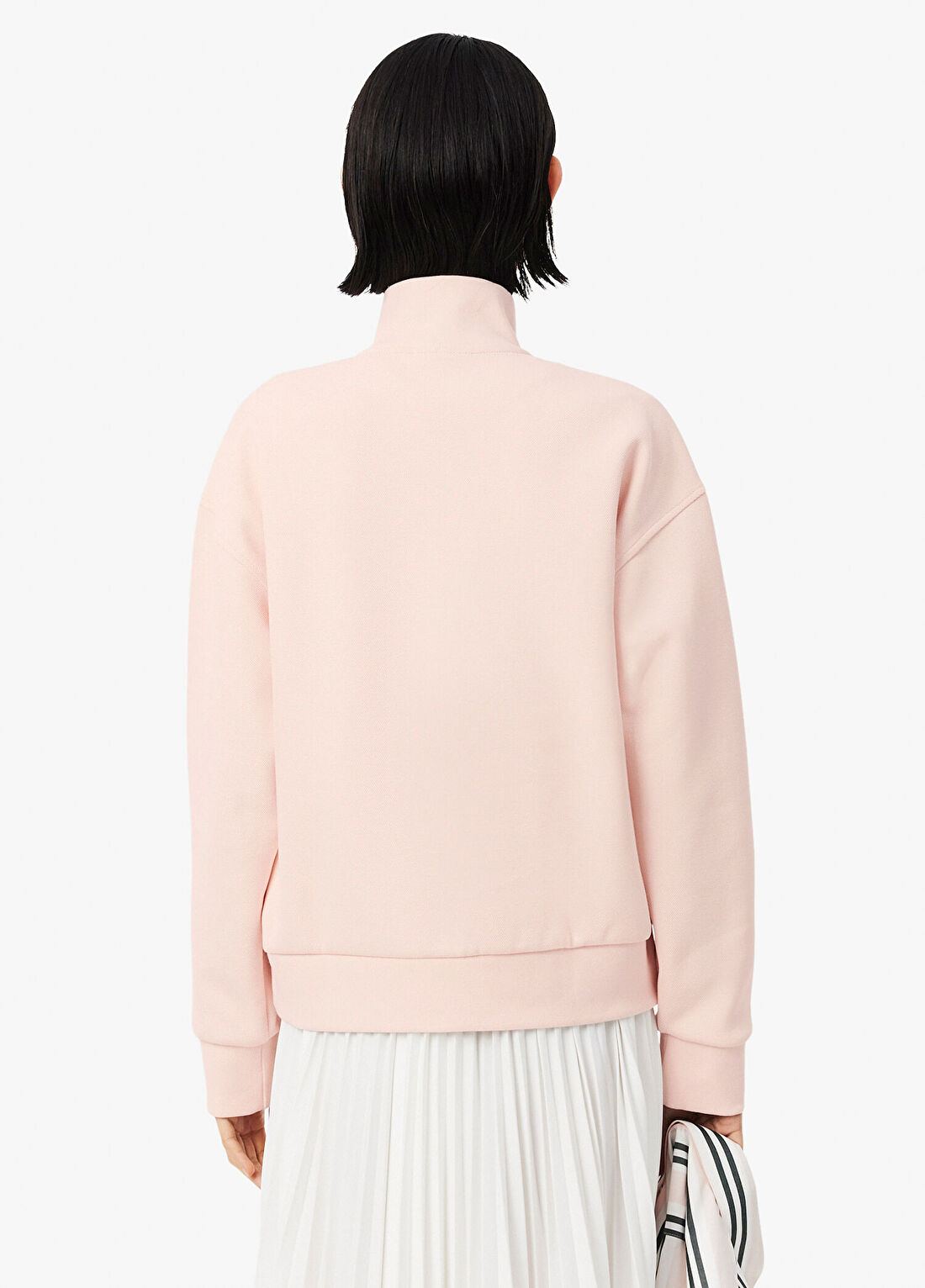 Lacoste Açık Pembe Relaxed Fit Yarım Fermuarlı Uzun Kollu Kadın Sweatshirt görsel 3