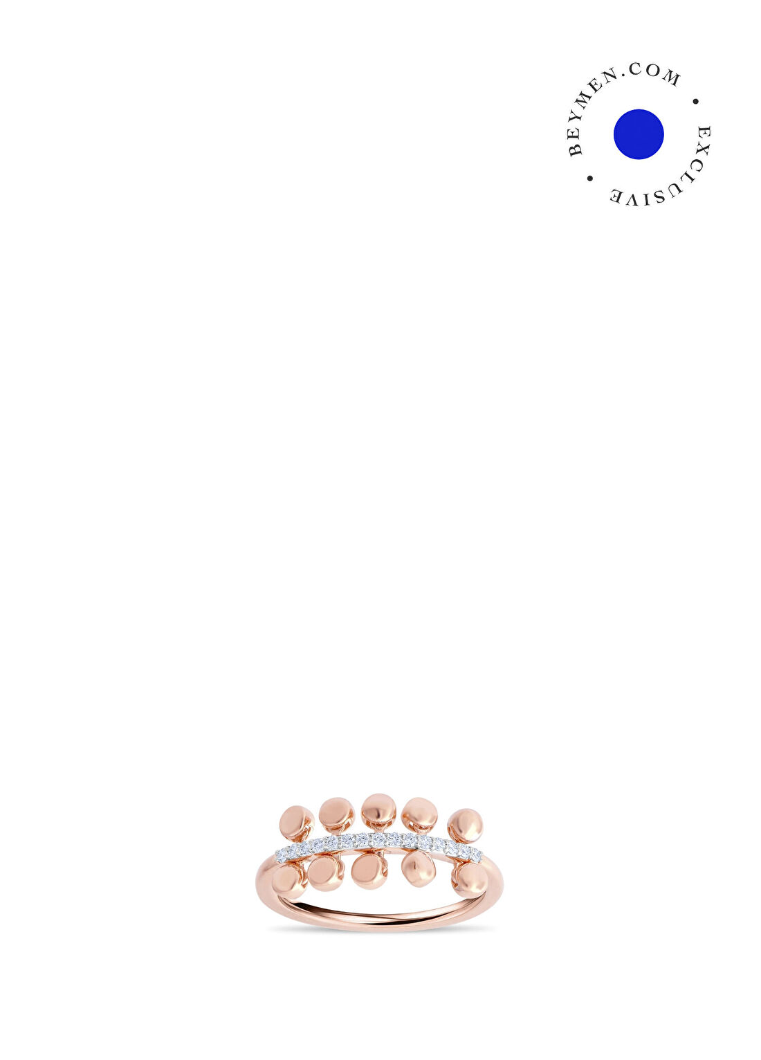 Safir Mücevher Luna Jön Pırlanta Taşlı 14 Ayar Rose Gold Kadın Yüzük