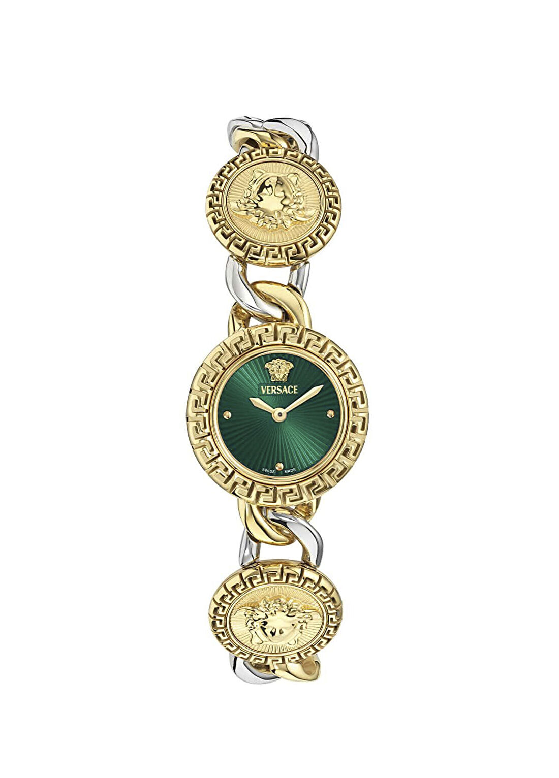 Versace VRSCVE0Q00125 Altın Rengi Metalik Gri Çelik Kadın Kol Saati
