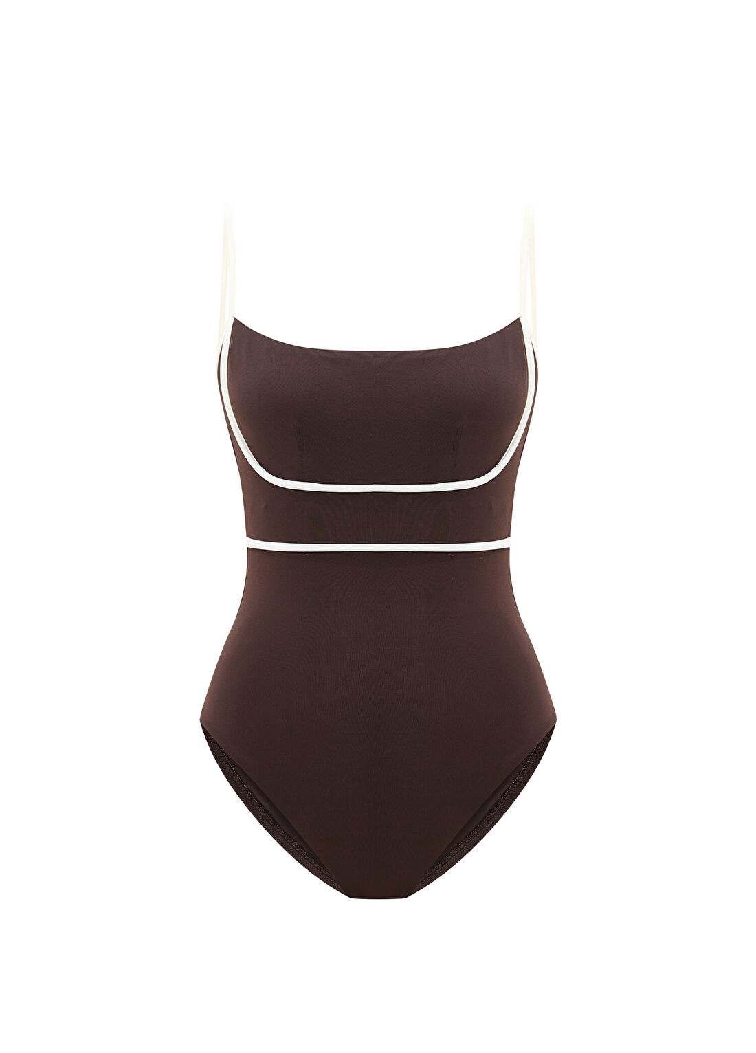 Bia Swimwear Calyma Brunette Kahverengi Şerit Biyeli Askılı Kadın Mayo