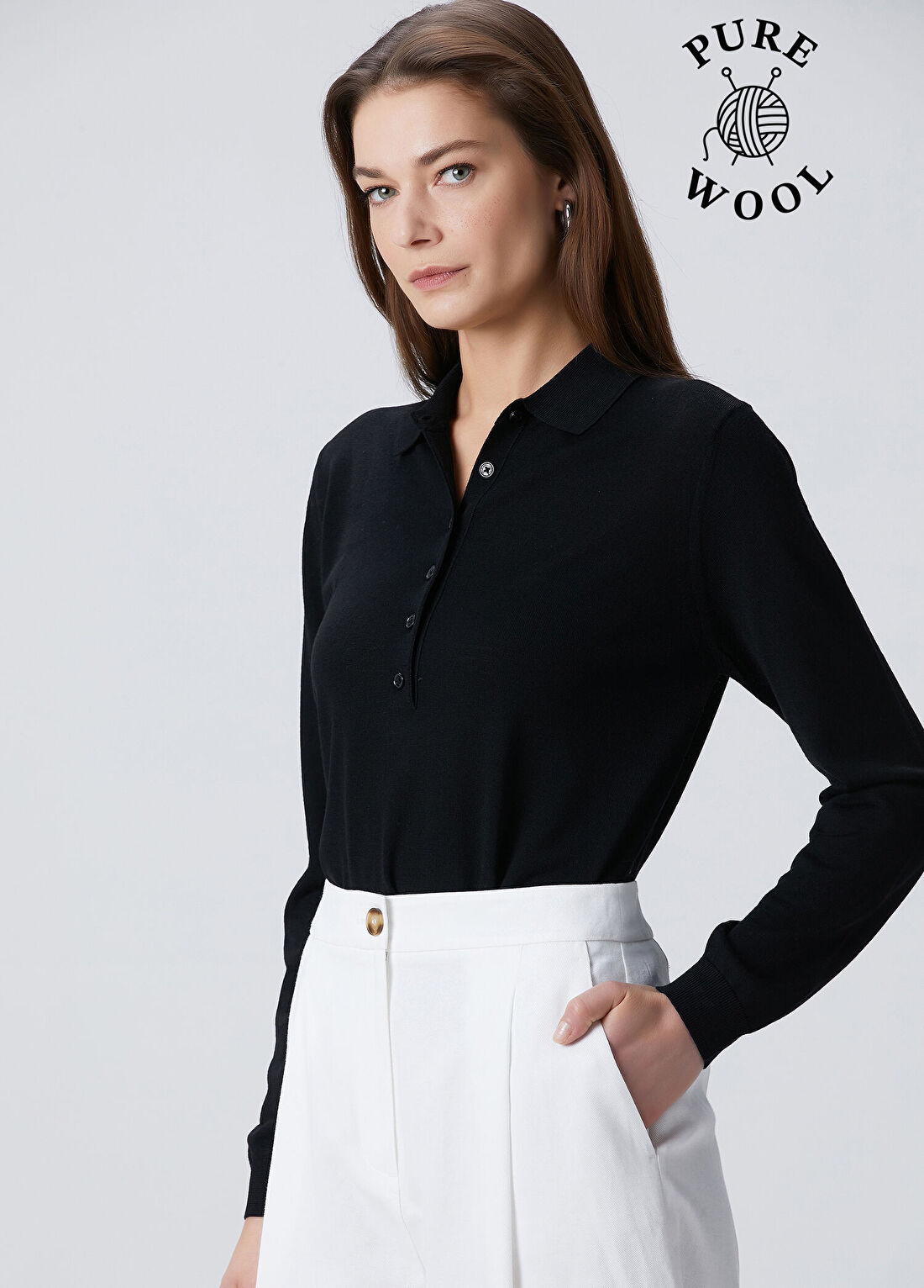 Beymen Collection Siyah Yün Polo Triko
