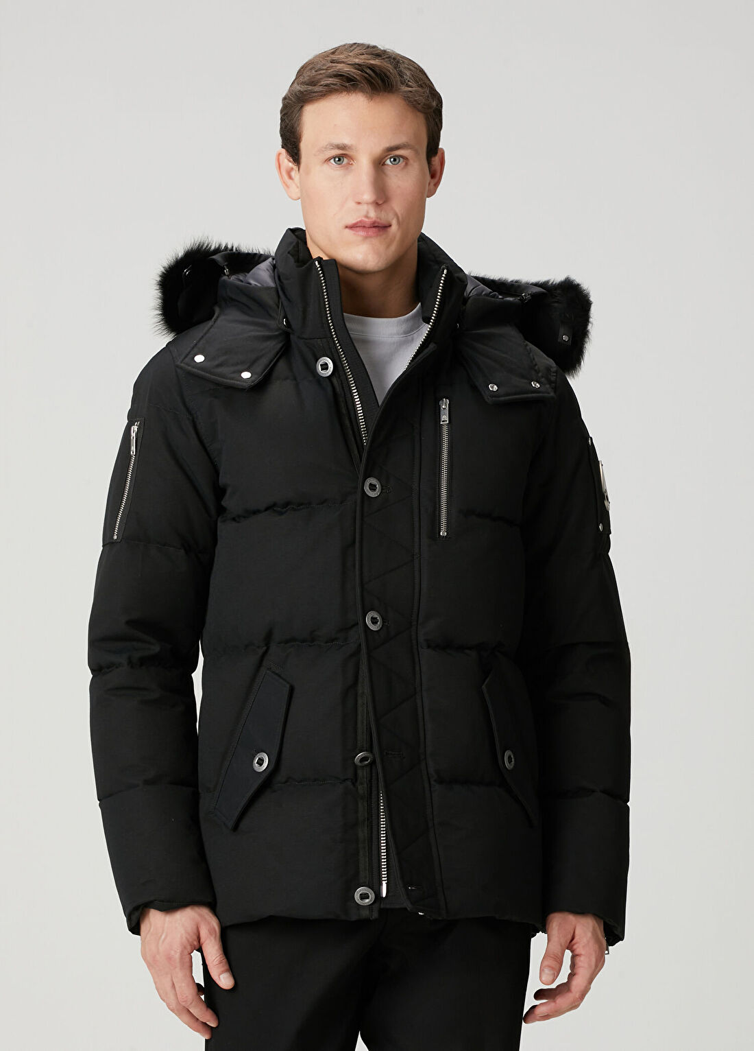 Moose Knuckles Siyah Kapüşonlu Puff Parka