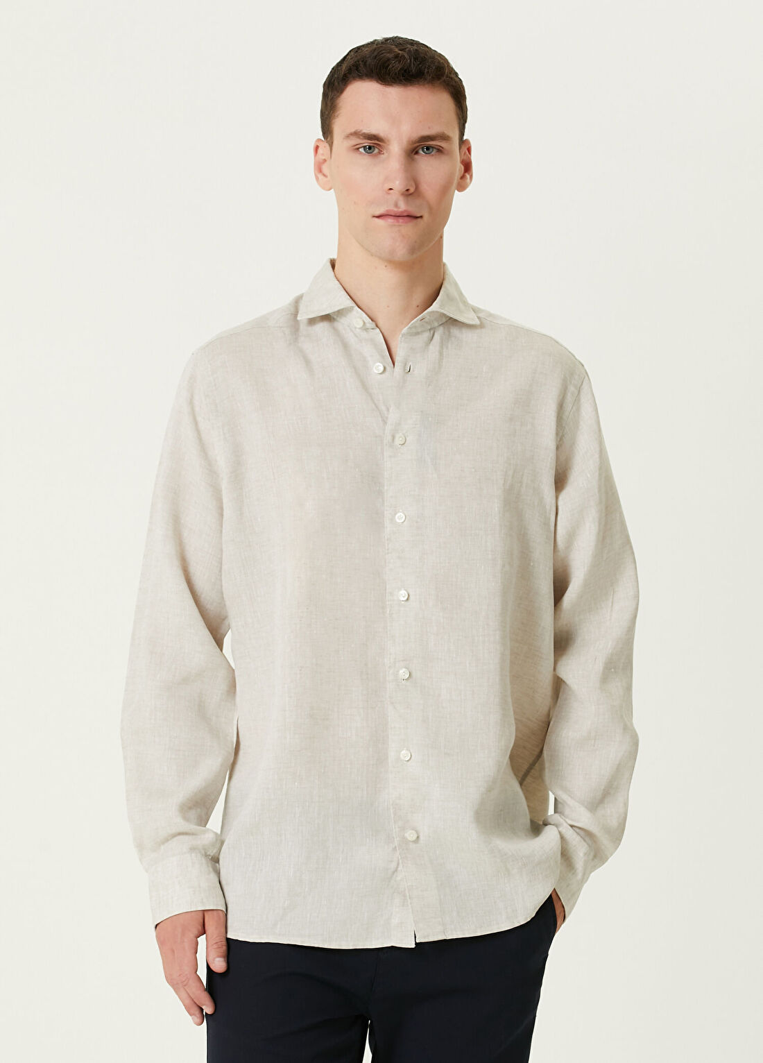 Eton Bej Keten Gömlek