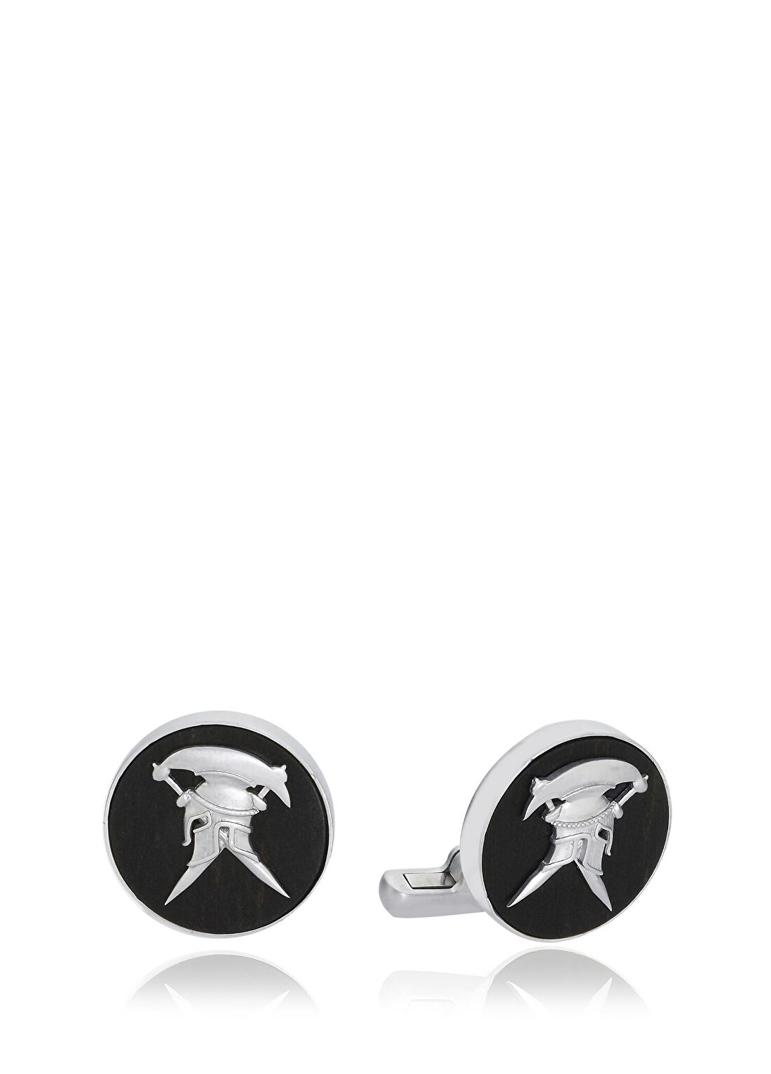 Melie Jewelry Helmet 925 Ayar Gümüş Abanoz Erkek Kol Düğmesi