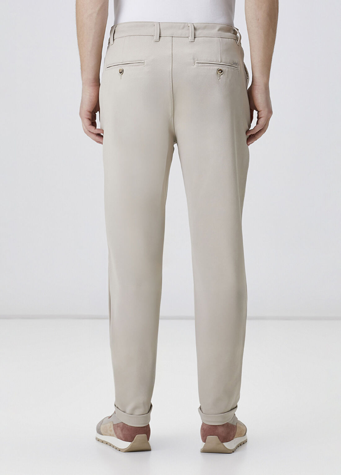 Network Bej Duble Paça Diyagonal Örme Jogger Pantolon görsel 3