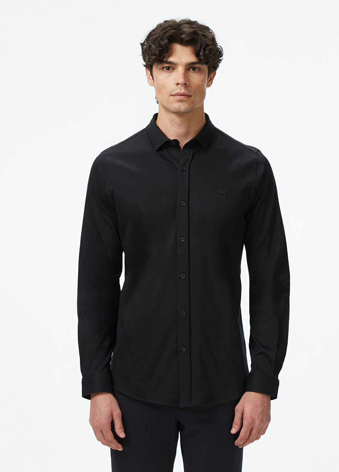 Lacoste Siyah Slim Fit Uzun Kollu Erkek Gömlek
