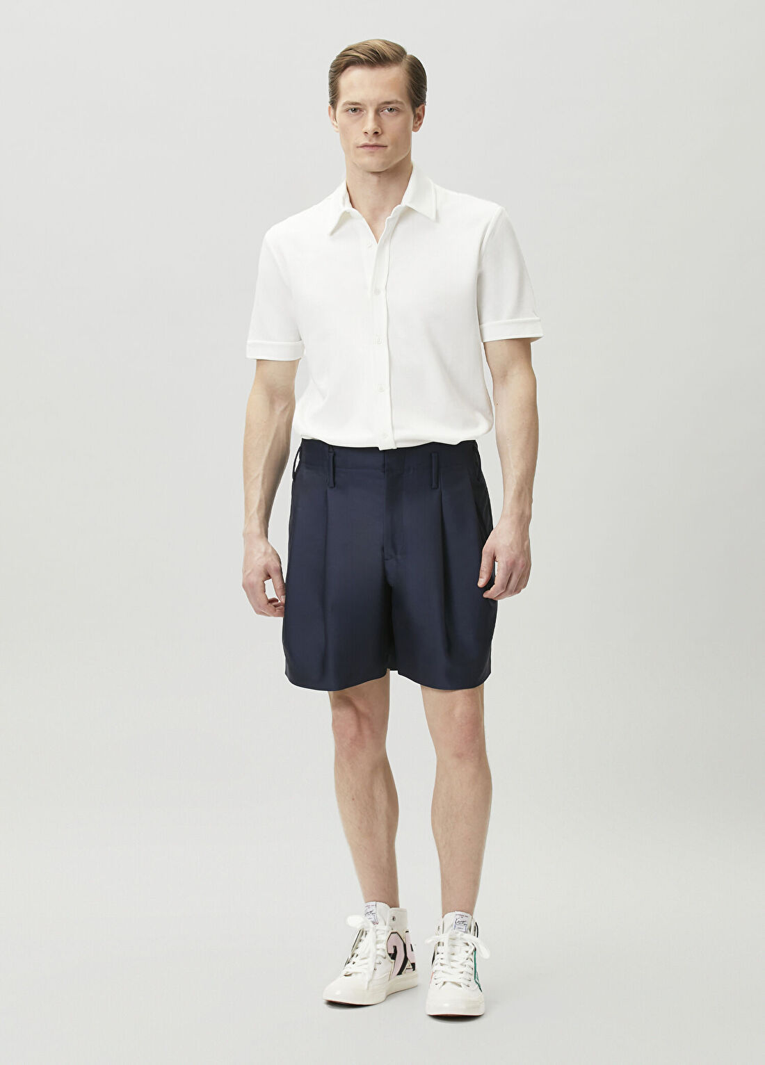 Kenzo Lacivert Pileli Yün Bermuda