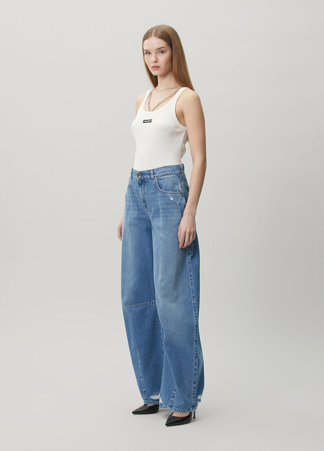 Dolce&Gabbana Mavi Wide Leg Jean Pantolon