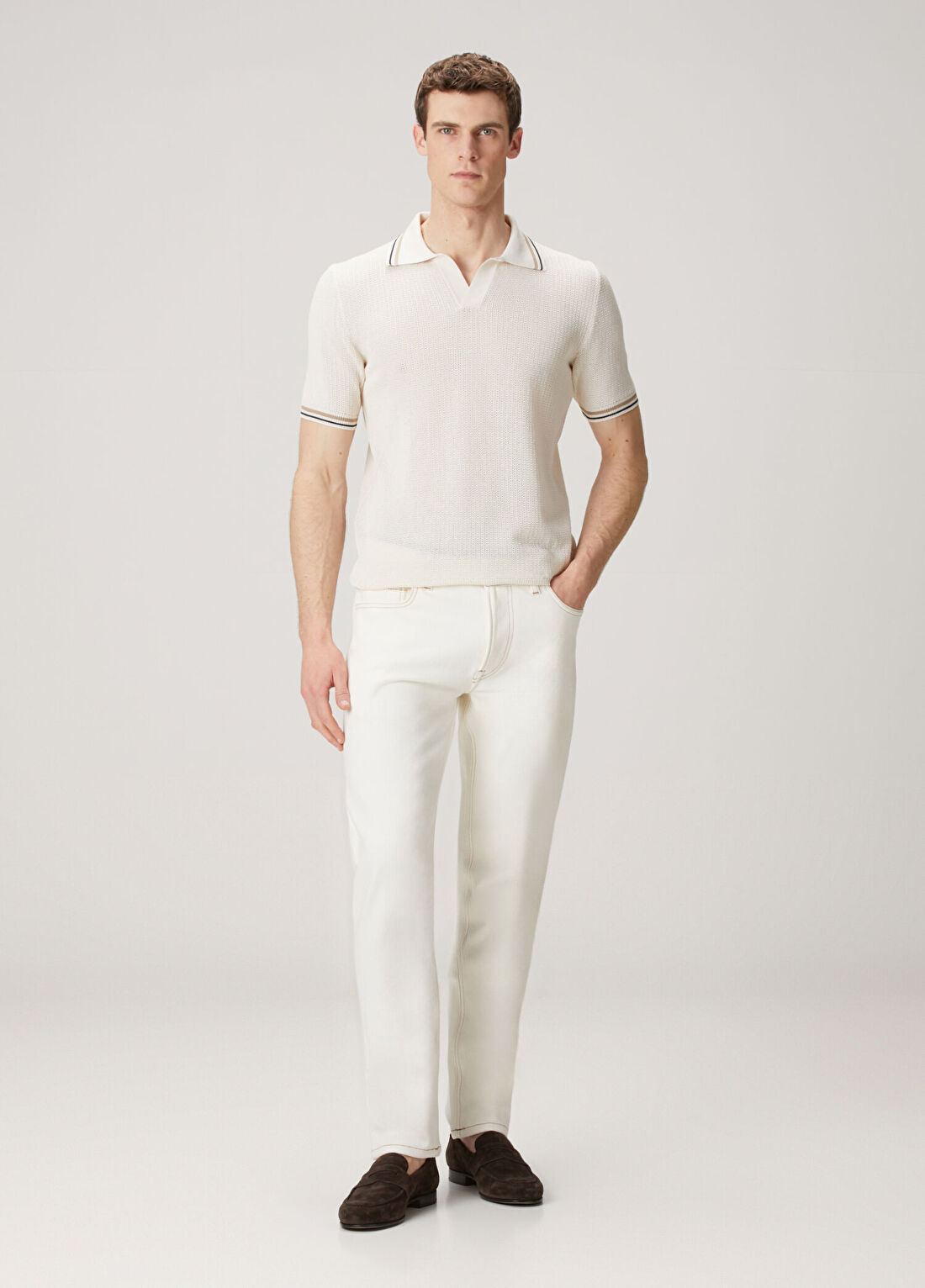 Isaia Beyaz Jean Pantolon