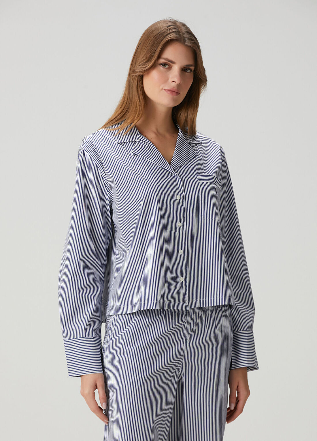 Polo Ralph Lauren-Lingerie Mavi Beyaz Çizgili Pijama Takımı görsel 2