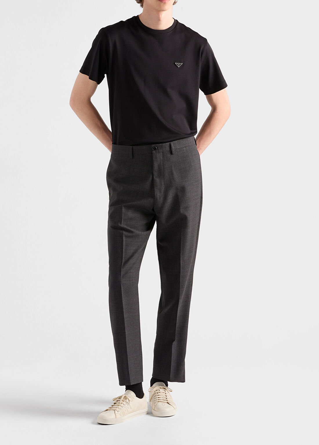 Prada Siyah Pamuklu Kısa Kollu Erkek T-shirt görsel 2