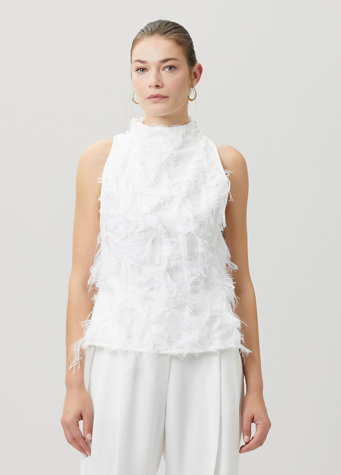 La Collection Morgane Beyaz Püsküllü Bluz görsel 3