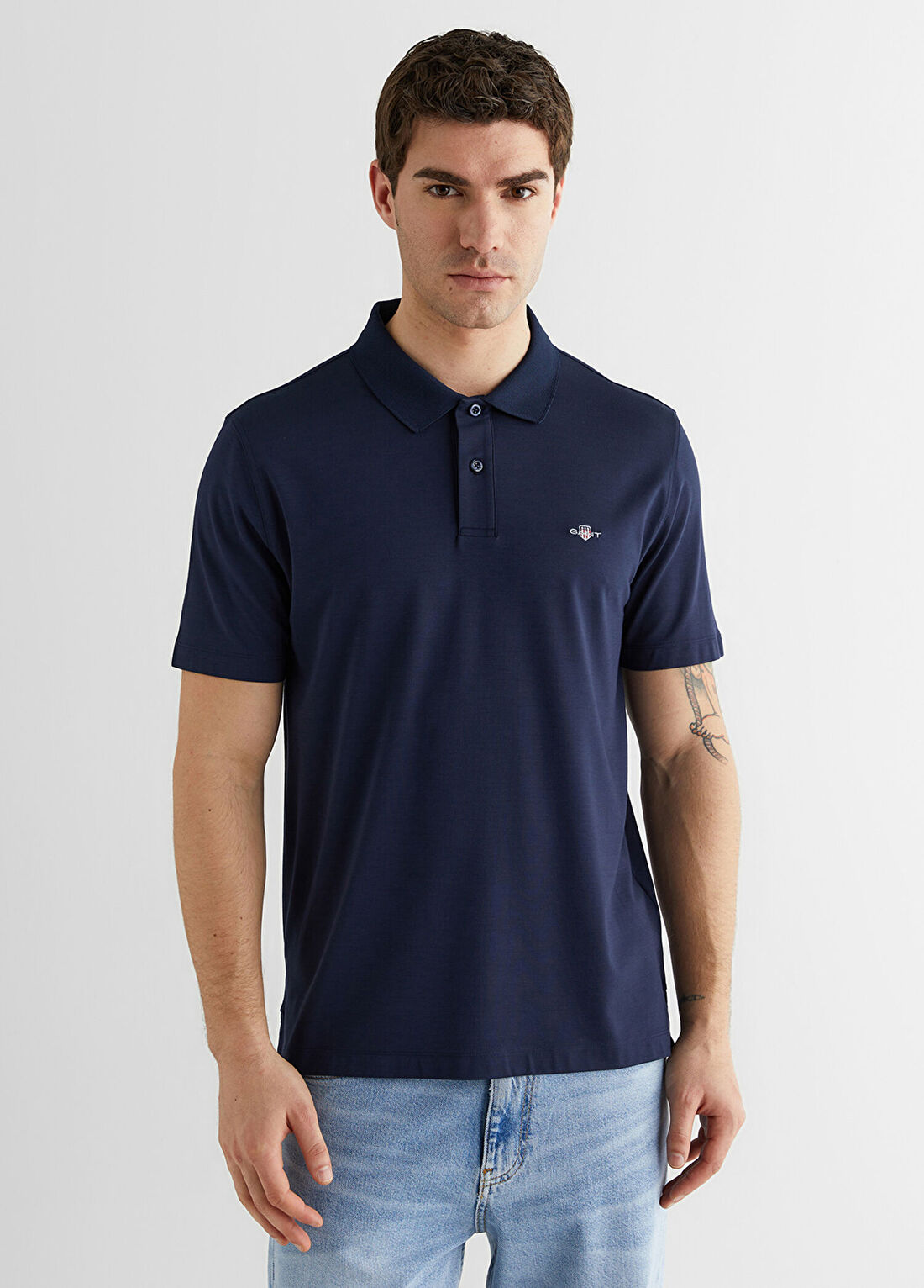 Gant Mavi Regular Fit Düğmeli Polo Yaka Erkek T-Shirt