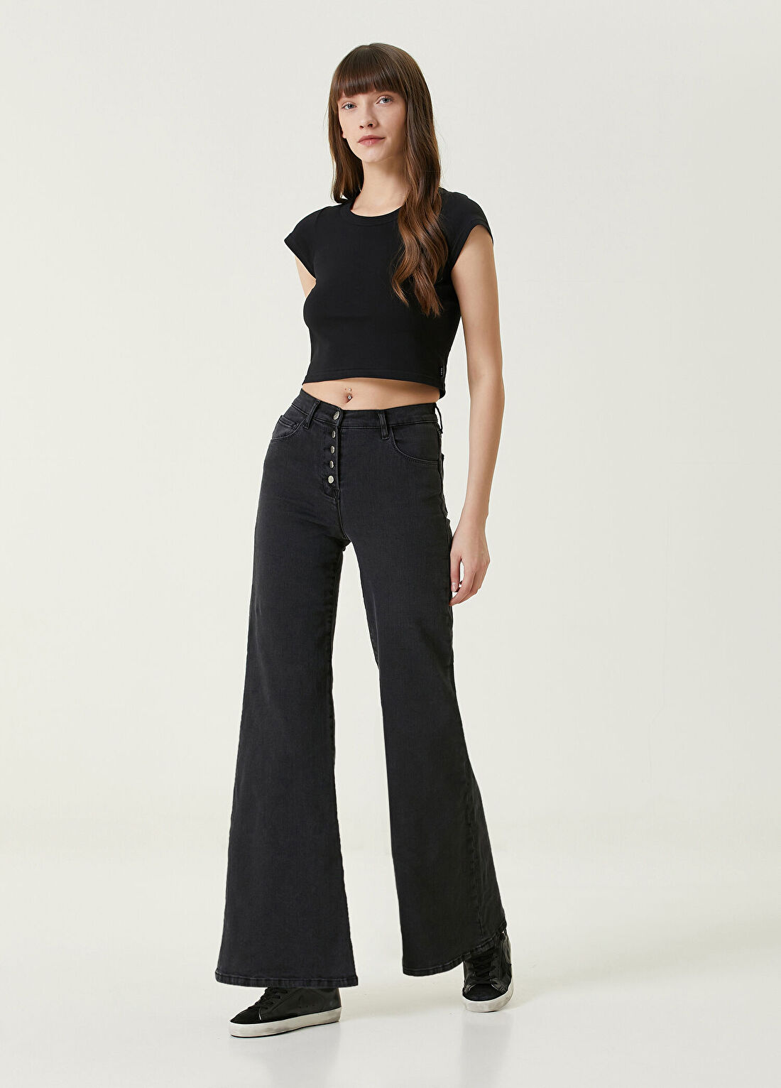 Dare London Pop Gri İspanyol Paça Kadın Jean Pantolon