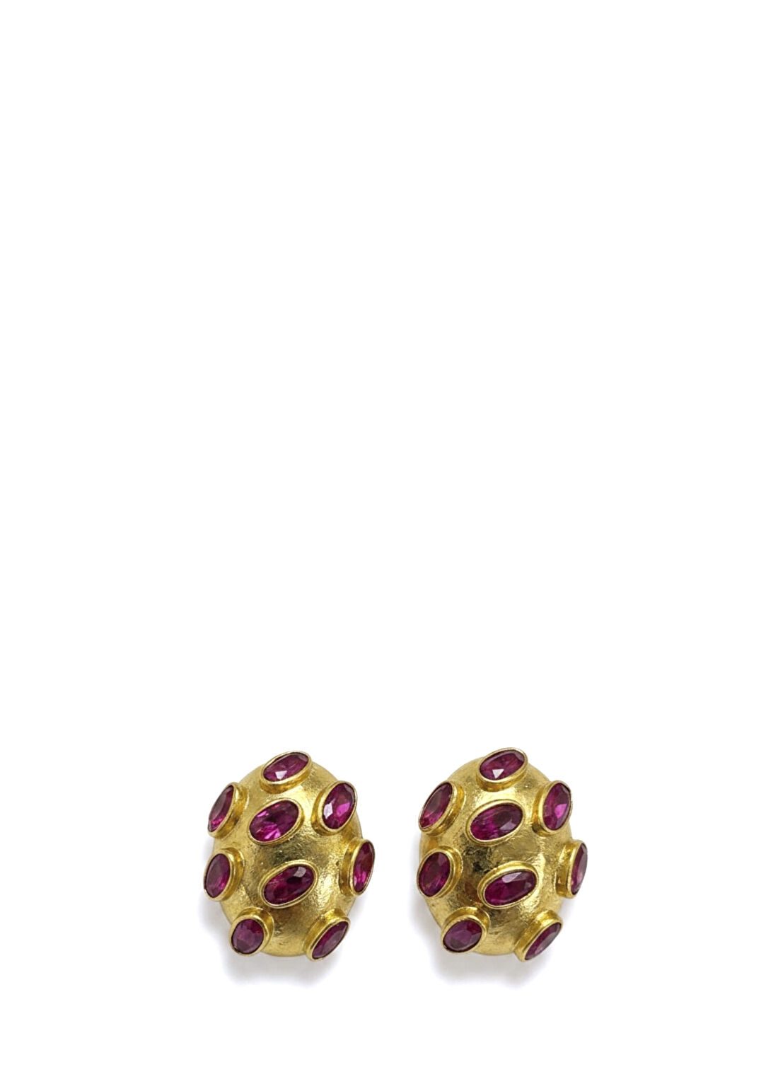 La Pluie Rubino Earrings 22 Ayar Altın Kaplama Yakut Kadın Küpe
