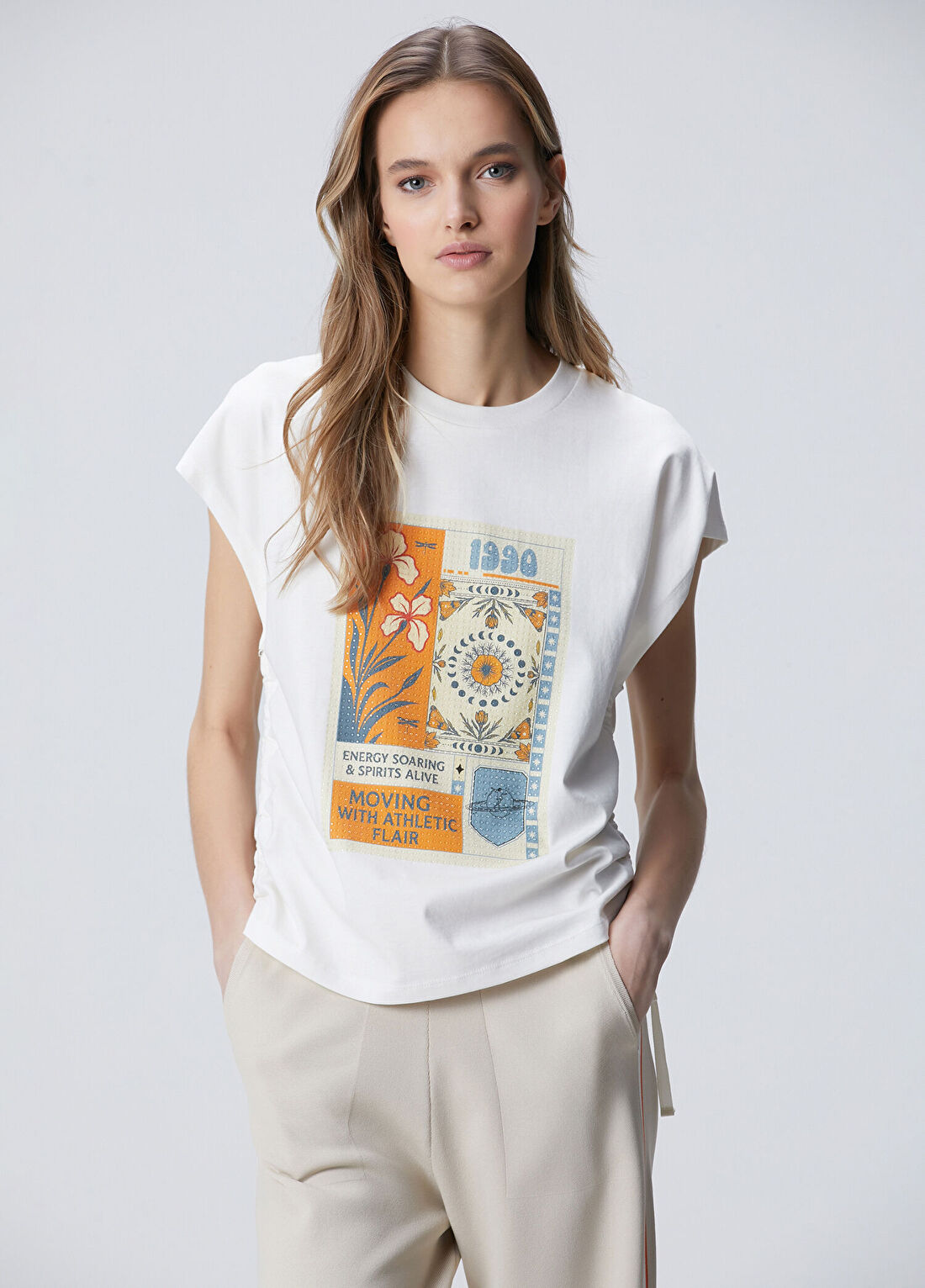 Network Kırık Beyaz N-Tech Baskılı T-shirt