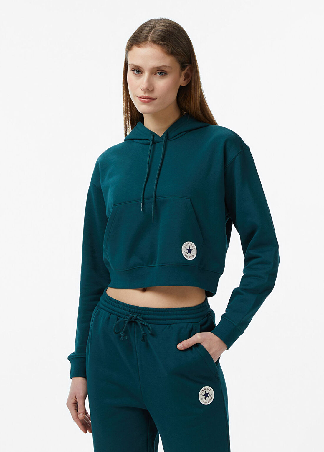 Converse Yeşil Kapüşonlu Kadın Sweatshirt