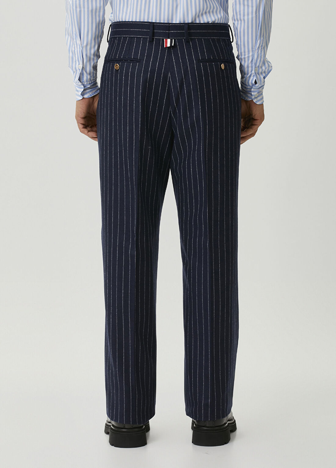 Thom Browne Lacivert Çizgi Desenli Yün Pantolon görsel 3
