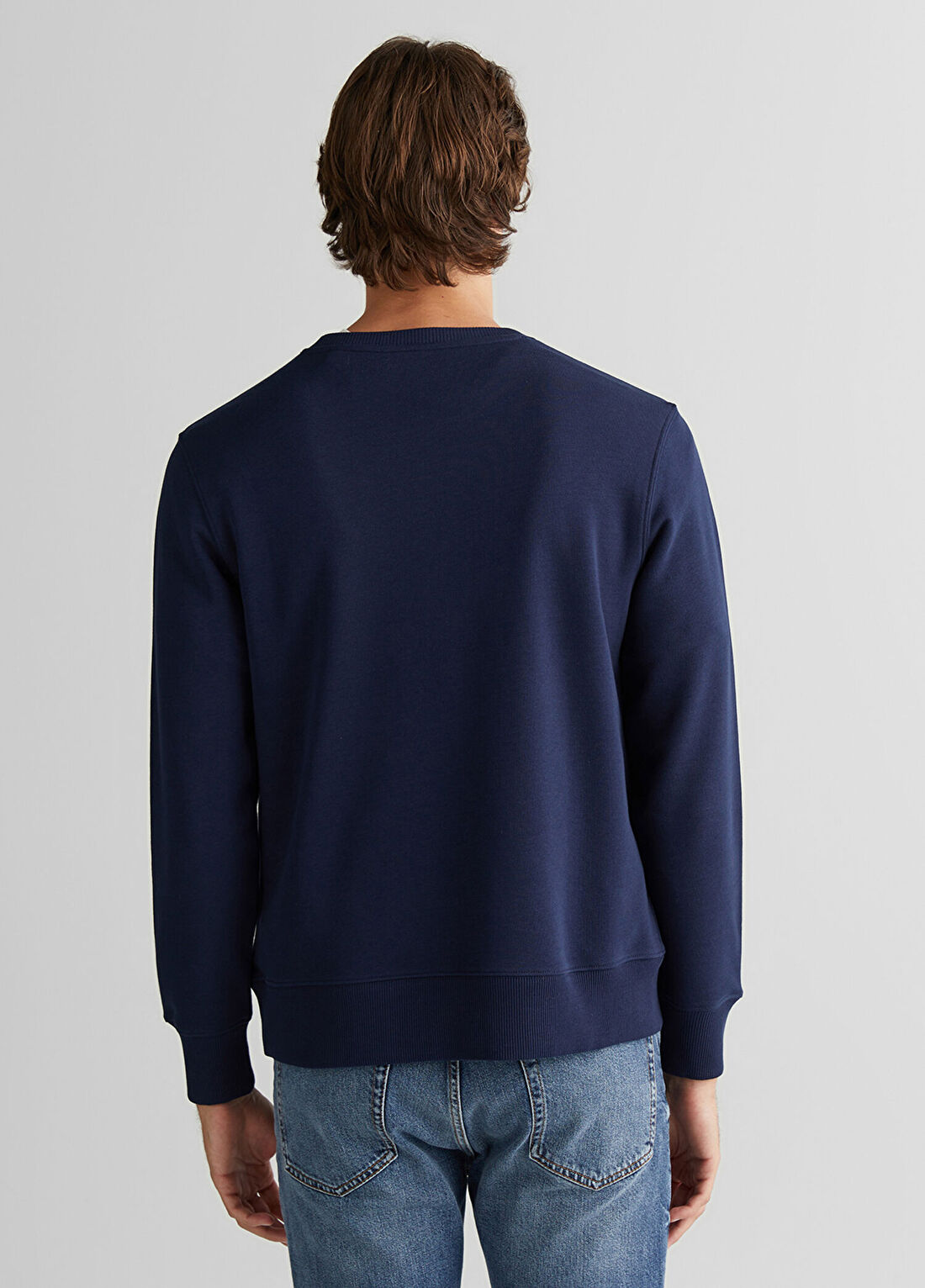 Gant Lacivert Logolu Regular Fit Bisiklet Yaka Erkek Sweatshirt görsel 2