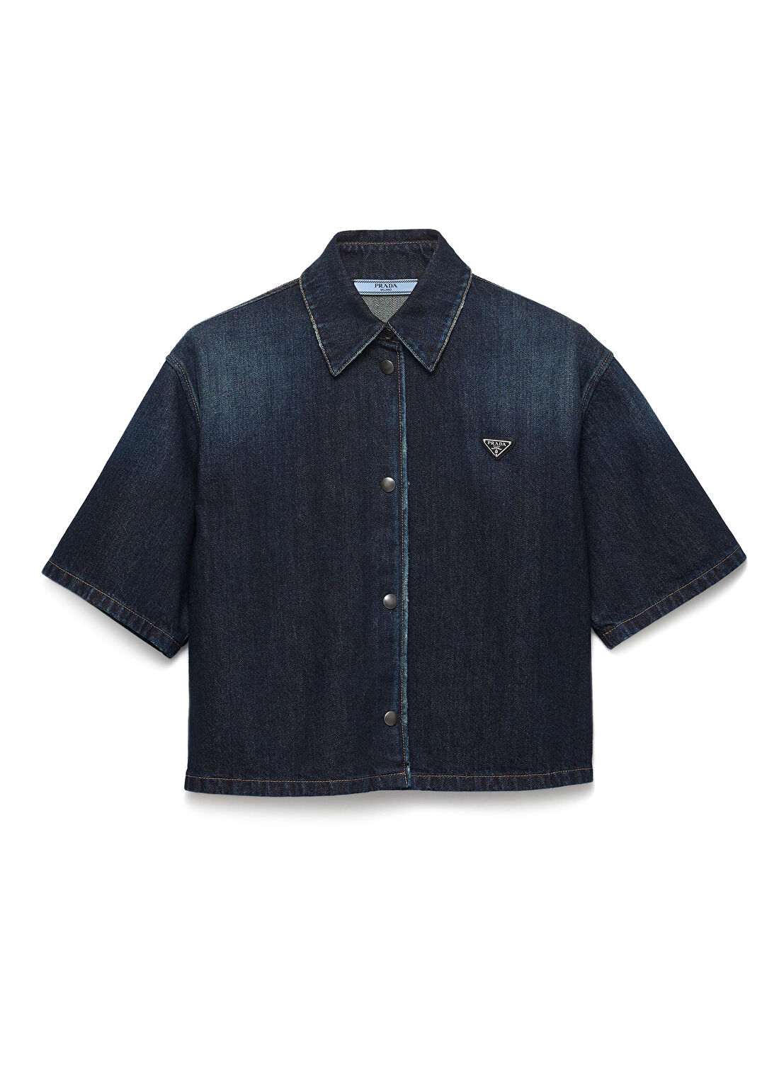 Prada Mavi Denim Kısa Kollu Kadın Gömlek