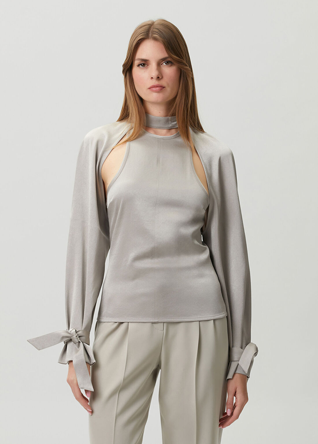 Nanushka Veta Silver Bolero Detaylı Bluz