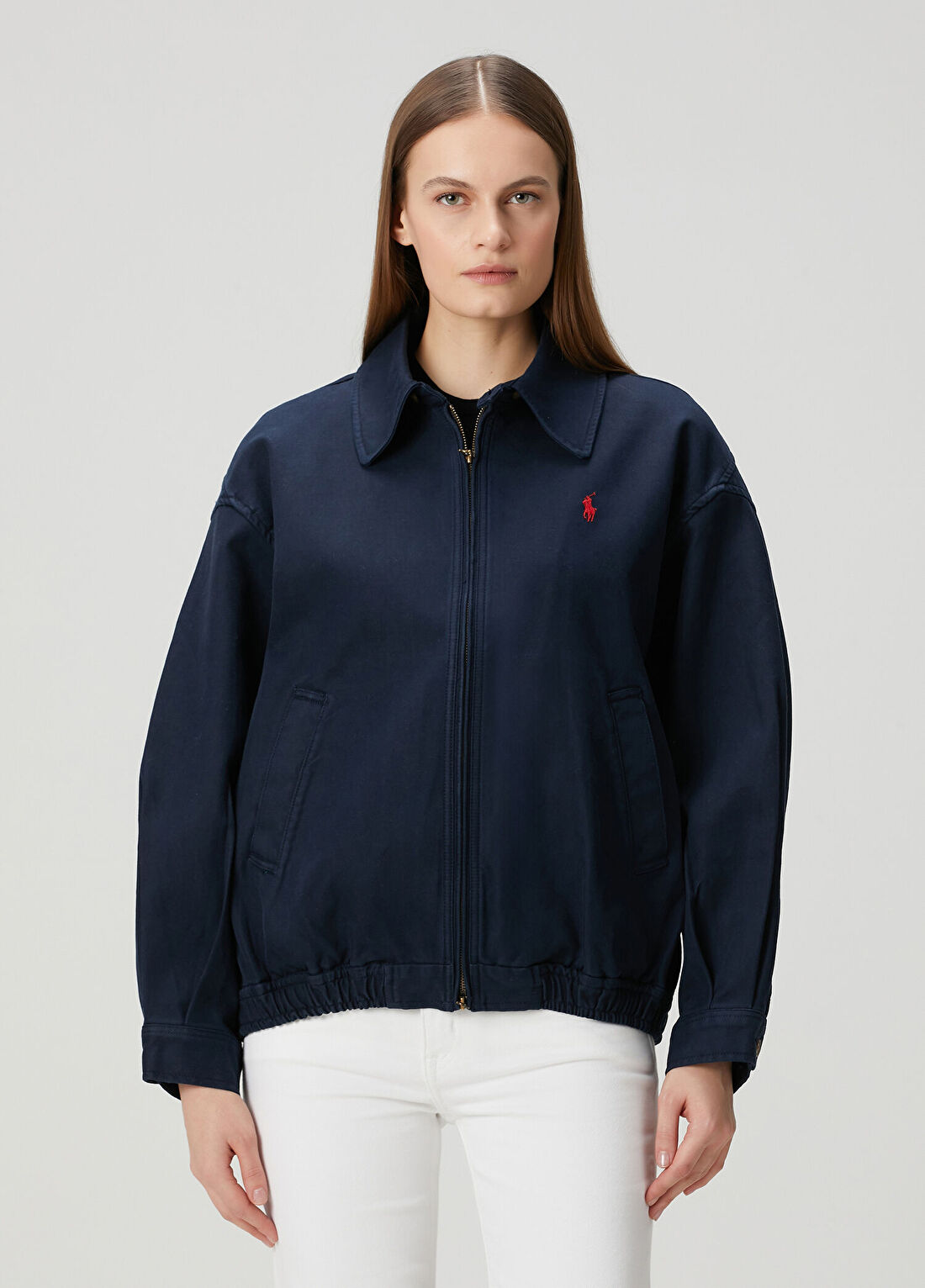Polo Ralph Lauren Lacivert Logo Nakışlı Bomber Ceket görsel 3