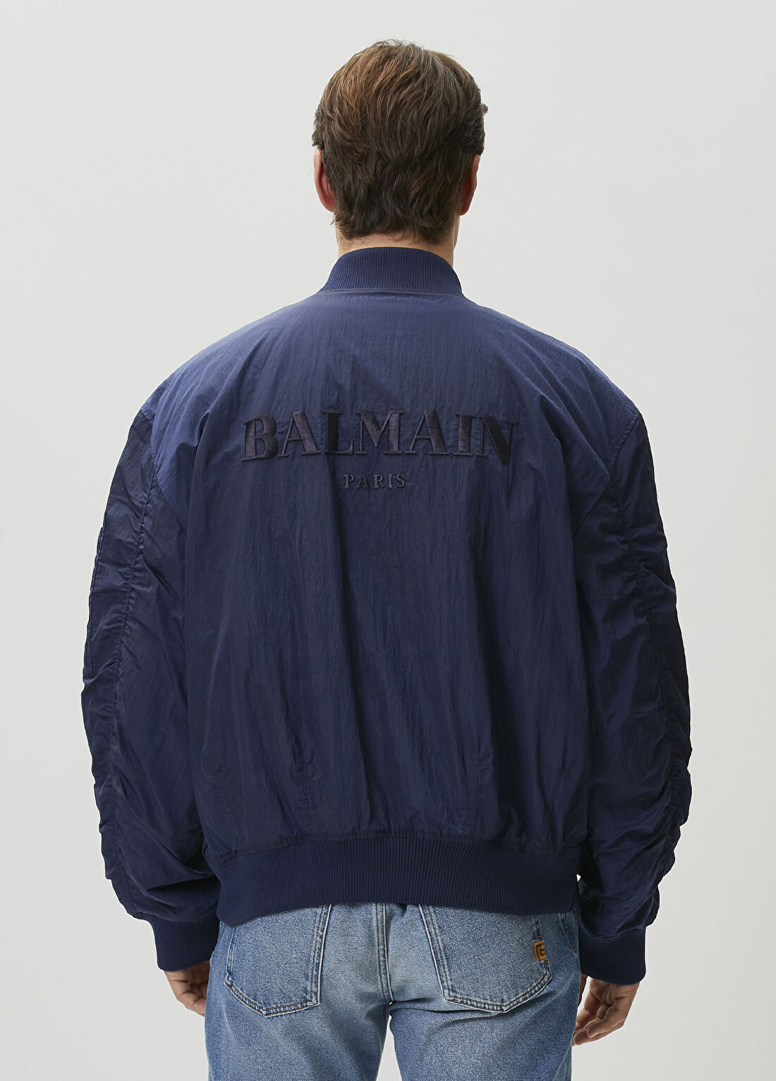 Balmain Lacivert Logo Nakışlı Bomber Mont görsel 4