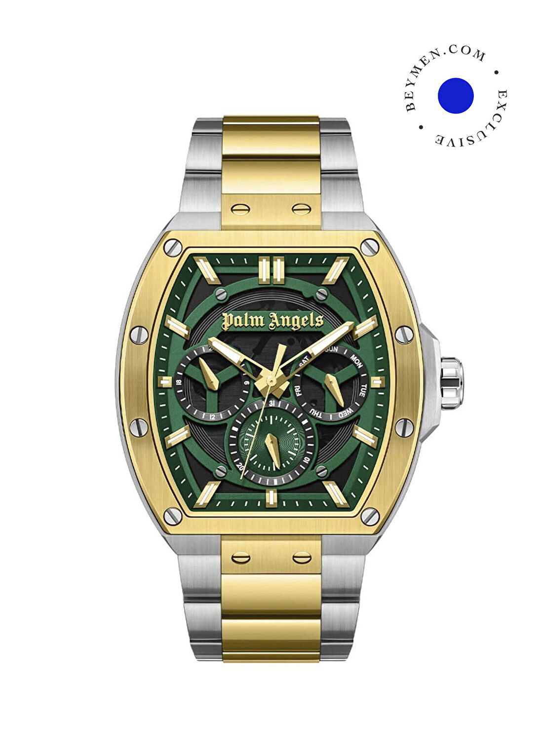 Palm Angels PMWGK0001101 Altın Rengi Metalik Gri Çelik Erkek Kol Saati