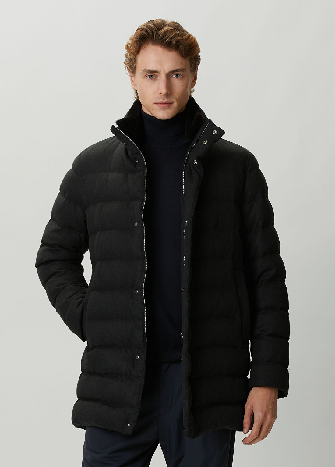 Herno Siyah İpek Puff Mont