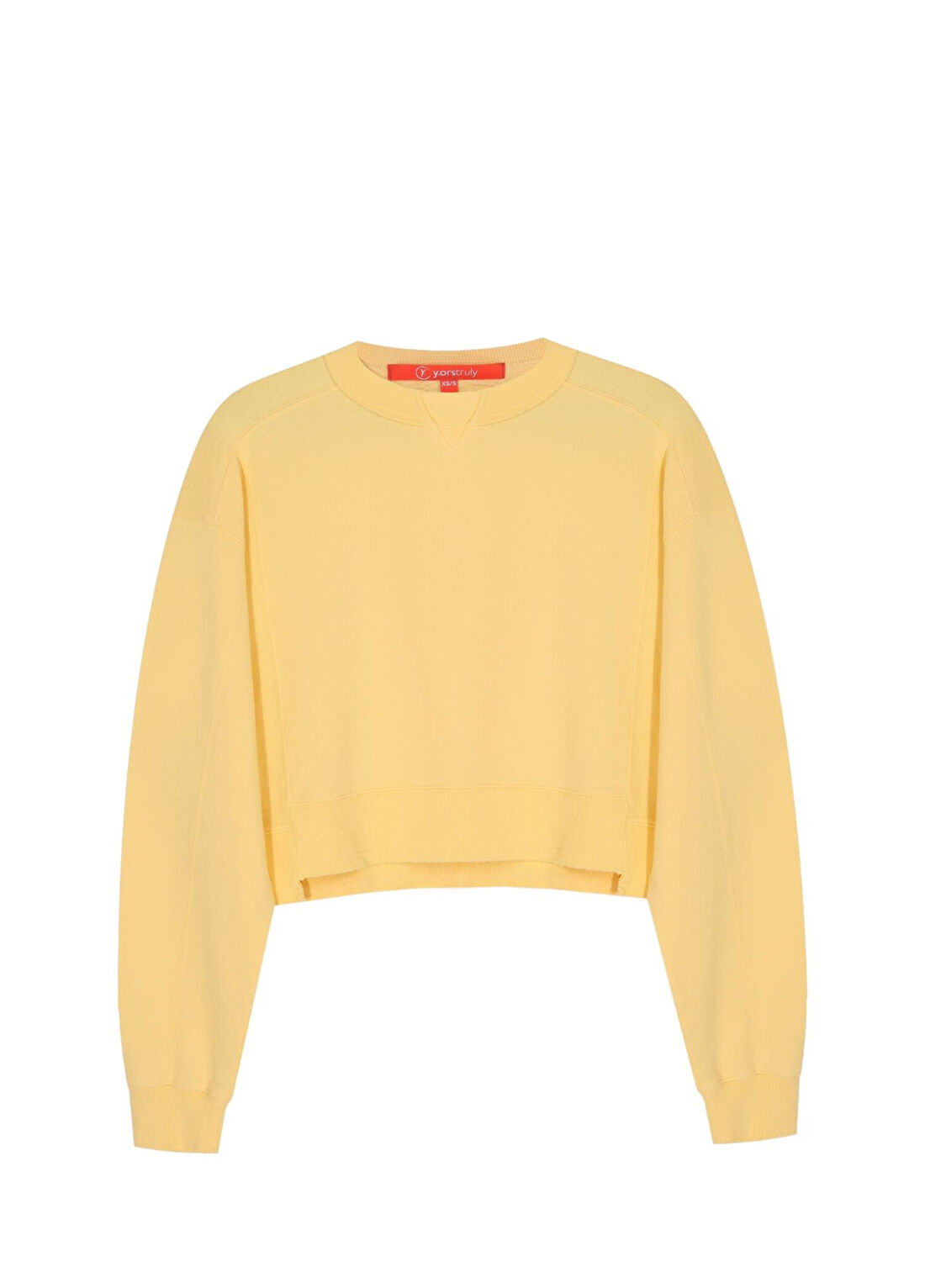 Yorstruly Butter Yellow Kadın Crop Sweatshirt