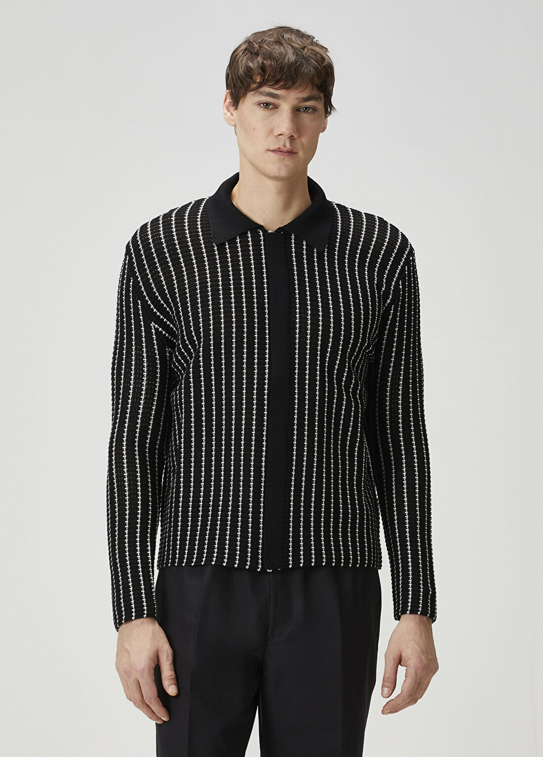 Jil Sander Siyah Kontrast Jakarlı Triko Hırka