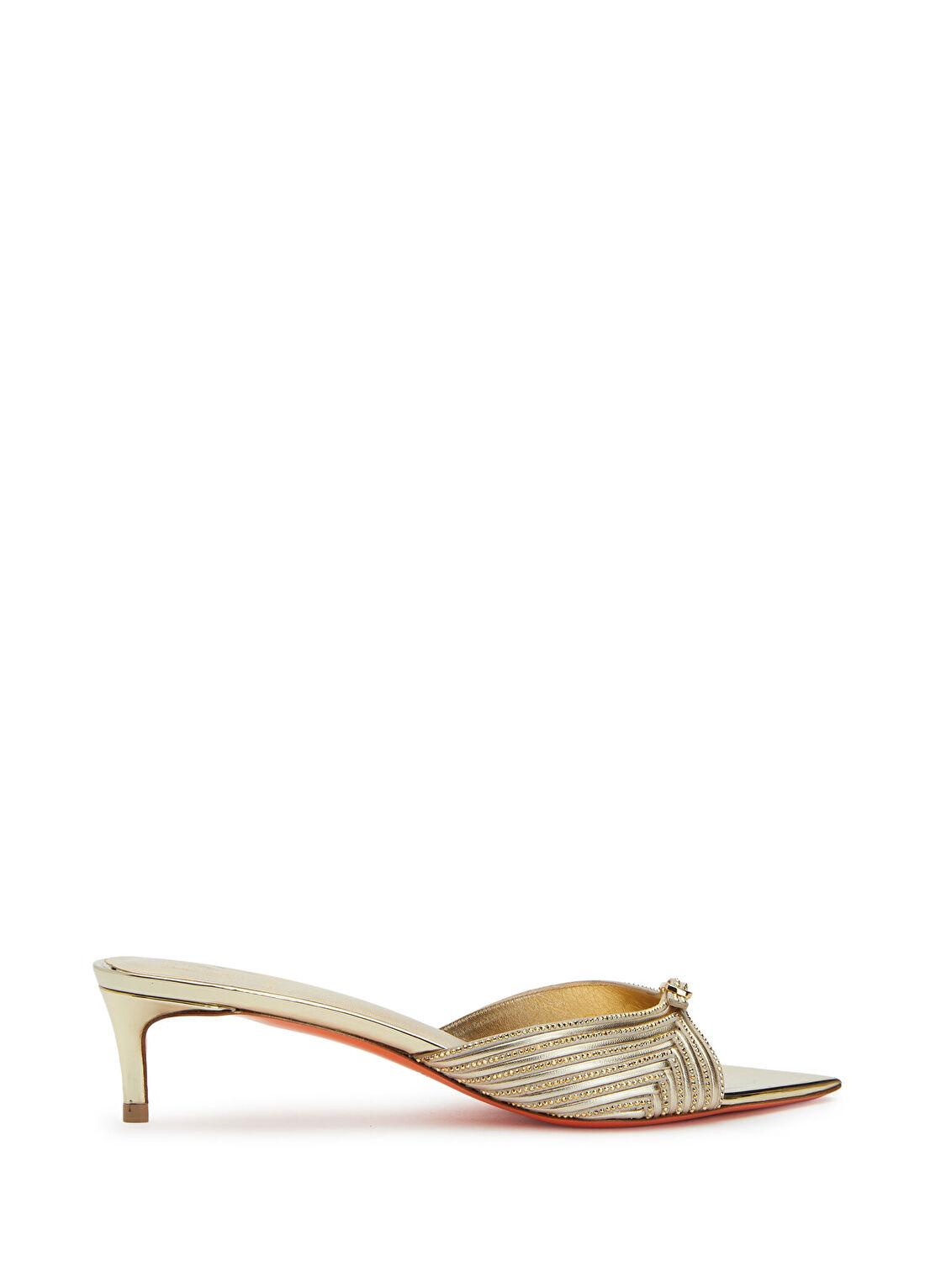 Santoni Gold Mikro Desenli Mikro Taşlı Kadın Sandalet