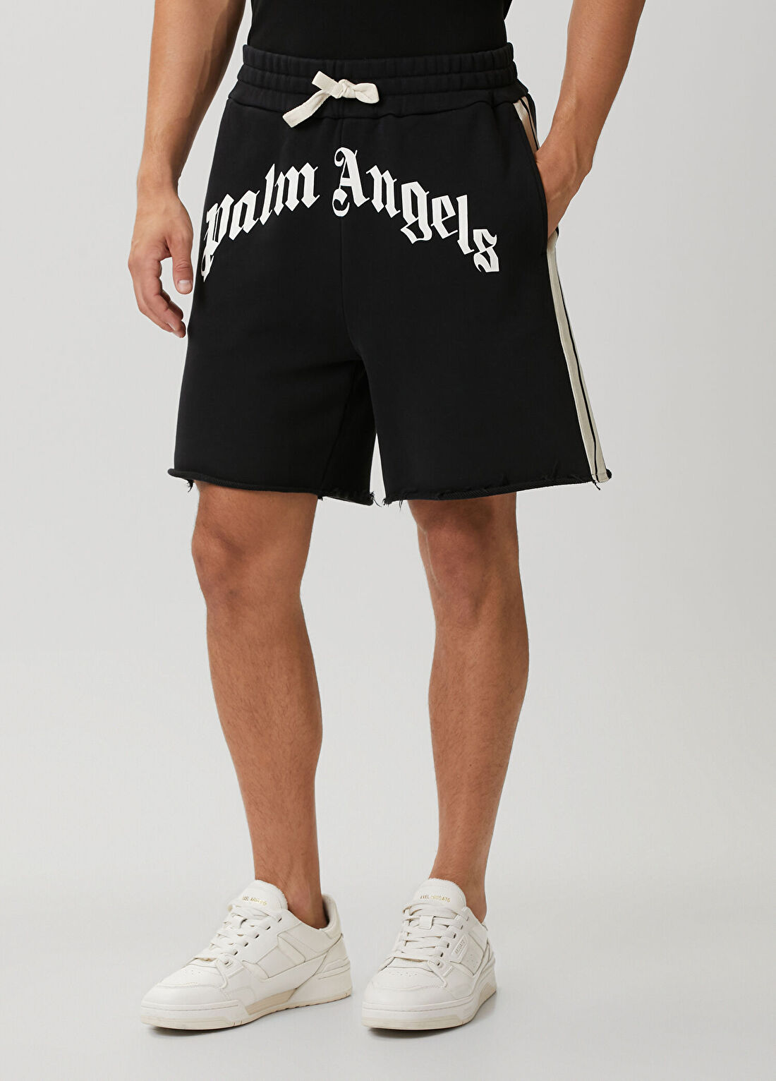 Palm Angels Siyah Beli Kordonlu Jersey Şort görsel 2