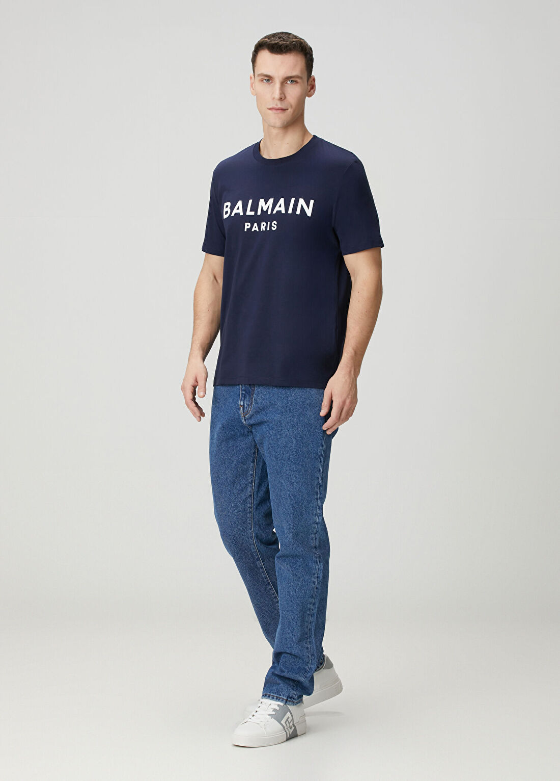 Balmain Lacivert Logo Baskılı T-shirt görsel 2