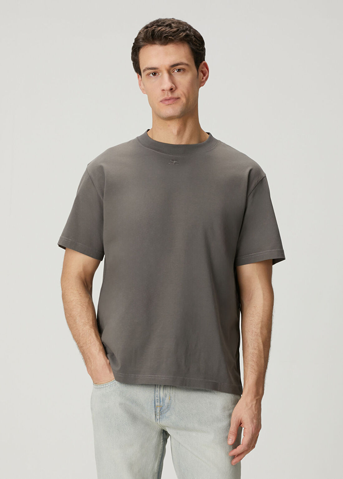 Courreges Twisted Logo Gri T-shirt