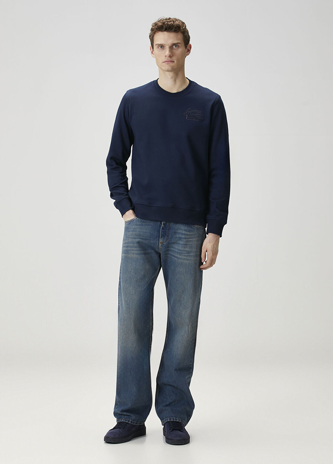 Etro Lacivert Logo Nakışlı Sweatshirt görsel 2
